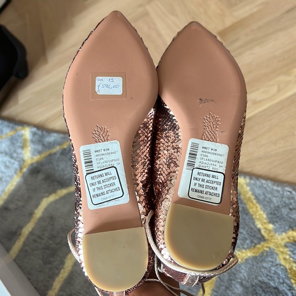 Aquazzura rose gold sequin embellished ballet flats - Picture 4 of 4